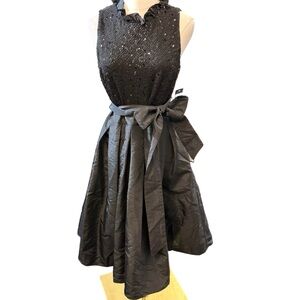 NWT $159 MSRP Jessica Howard Black Sequin & Taffeta Fit & Flare Cocktail Dress